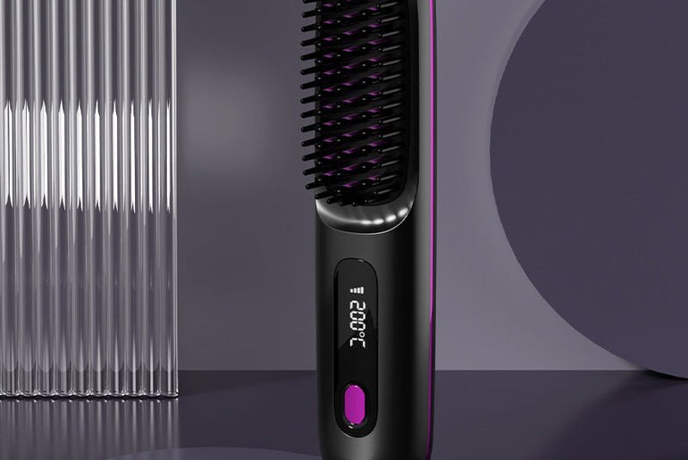 2 In 1 Straight Hair Comb Wireless Hair Straightener Brush - Urban Mart