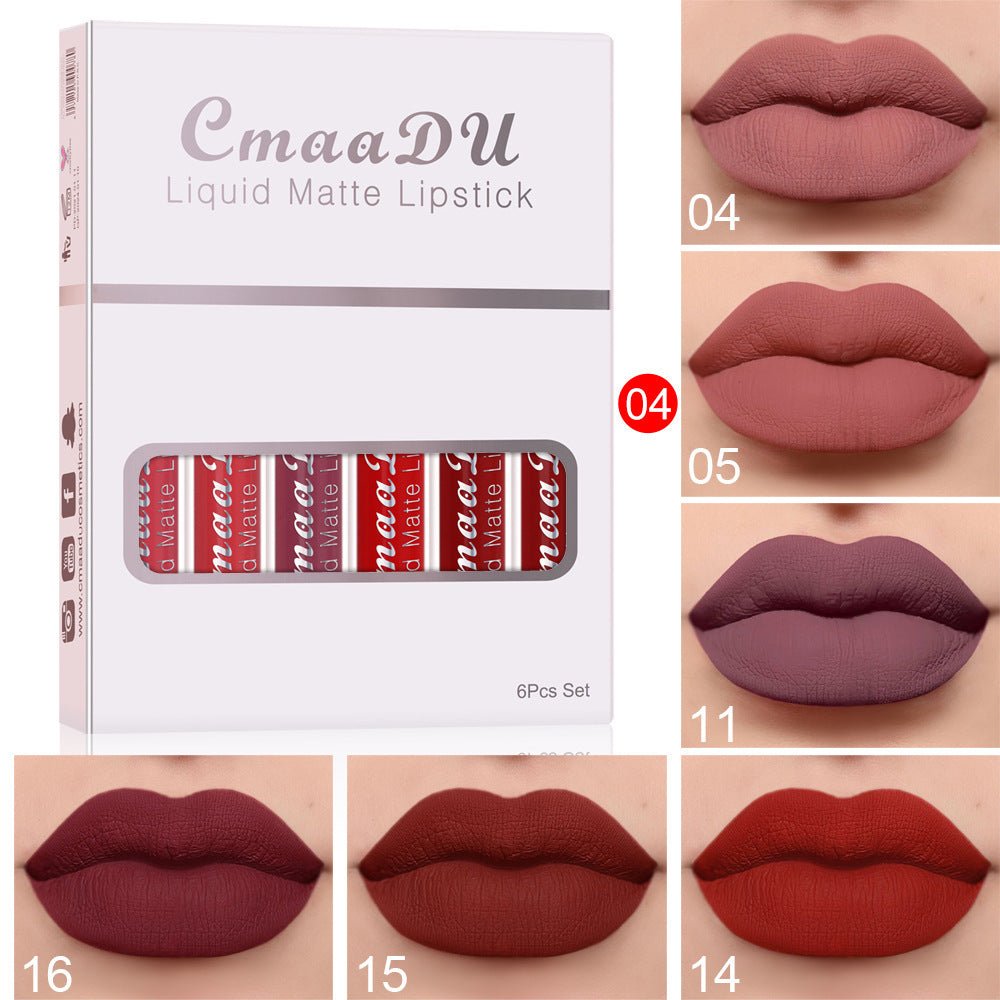 6 Boxes Of Matte Non - stick Cup Waterproof Lipstick - Urban Mart