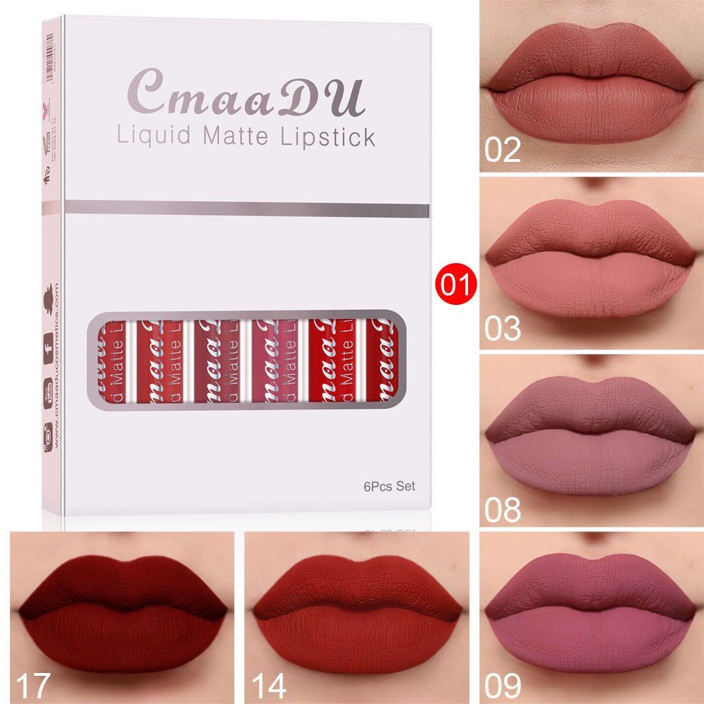 6 Boxes Of Matte Non - stick Cup Waterproof Lipstick - Urban Mart