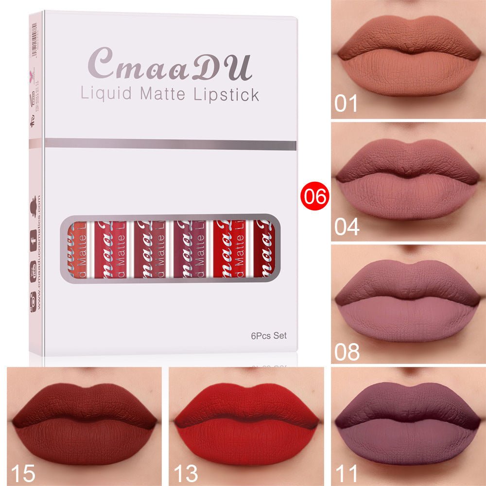 6 Boxes Of Matte Non - stick Cup Waterproof Lipstick - Urban Mart