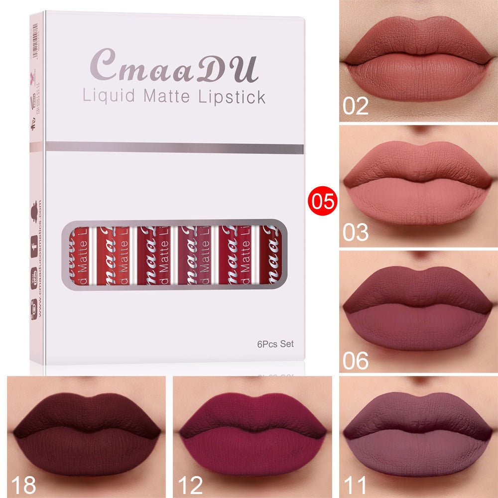 6 Boxes Of Matte Non - stick Cup Waterproof Lipstick - Urban Mart