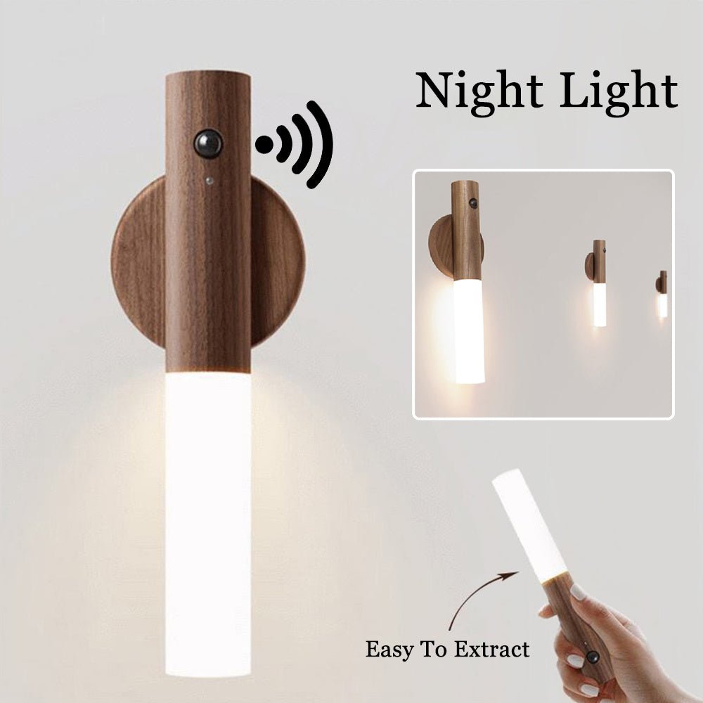 Auto LED USB Magnetic Wood Wireless Night Light - Urban Mart