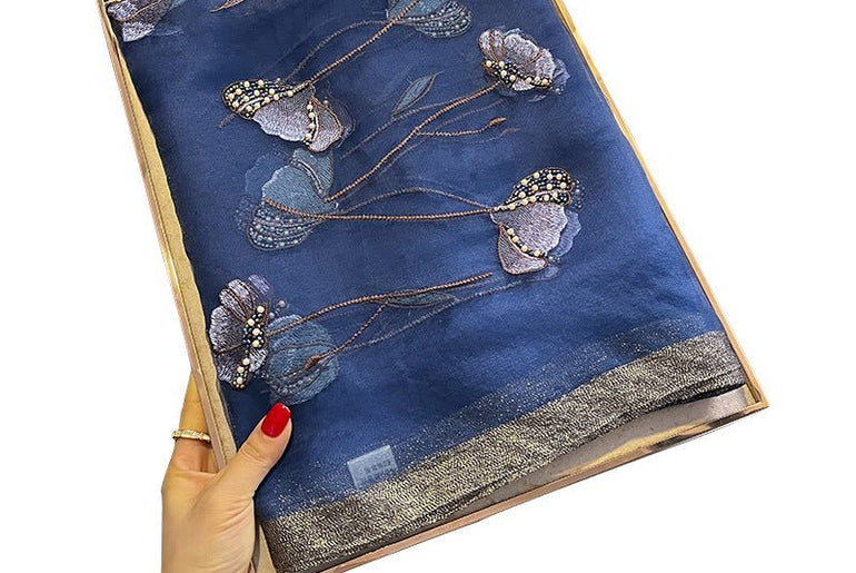 Chinese Style Pearl Flower Scarf Women's Embroidered Silk Scarf Warm Shawl - Urban Mart