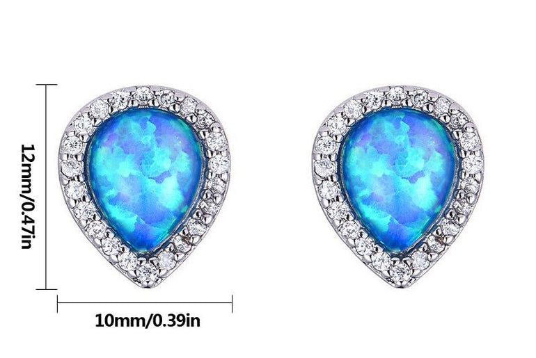 Drop Shape Blue Opal Earrings - Urban Mart