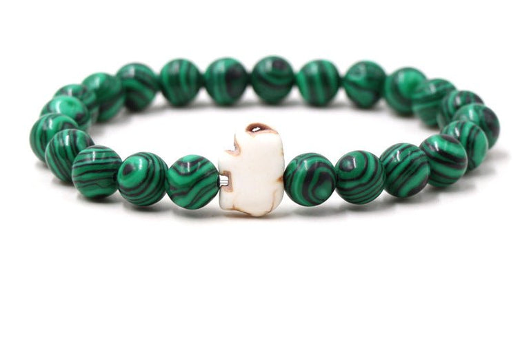 European And American Blue Pine Green Malachite Elephant Bracelet - Urban Mart