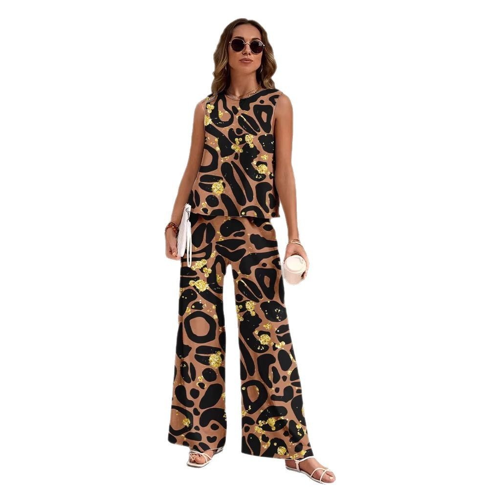 European And American Fashion Nation Geometric Vest Pants Suit - Urban Mart