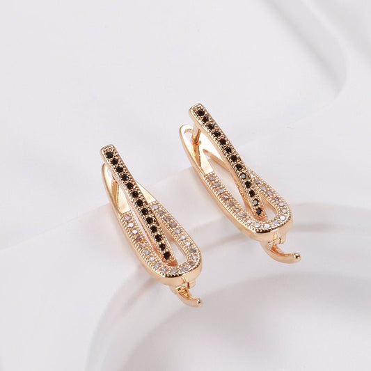 Fashionable Rose Gold Simple Two - color Zircon Women's Earrings - Urban Mart