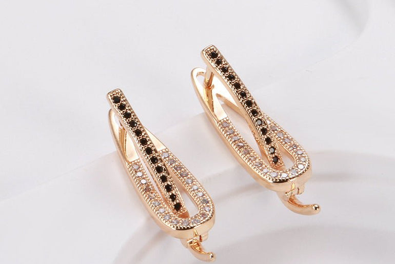 Fashionable Rose Gold Simple Two - color Zircon Women's Earrings - Urban Mart