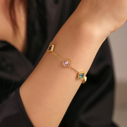 Gold Love Square Zircon Bracelet - Urban Mart