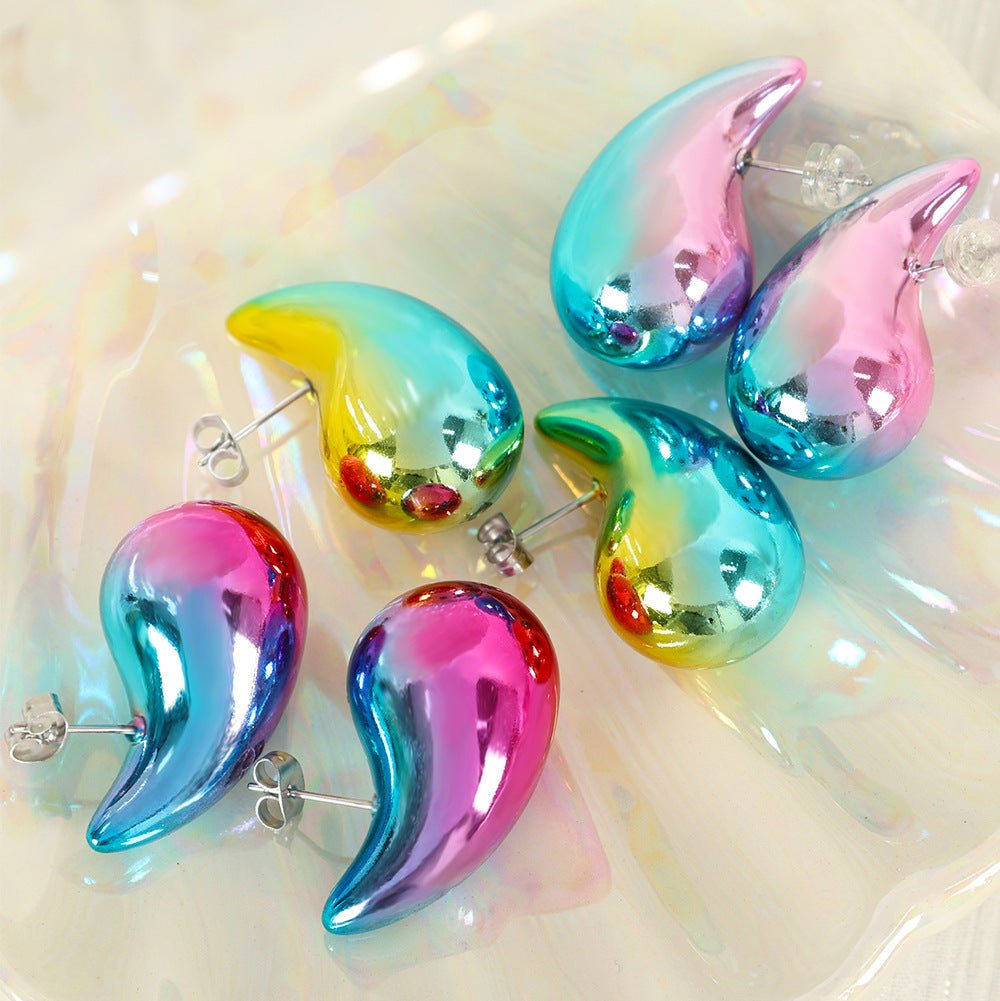 Gradient Color Hollow Water Drop Earrings Fashion - Urban Mart