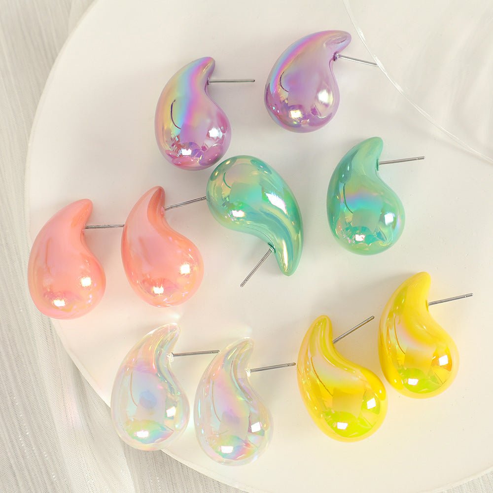 Gradient Color Hollow Water Drop Earrings Fashion - Urban Mart