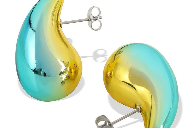 Gradient Color Hollow Water Drop Earrings Fashion - Urban Mart