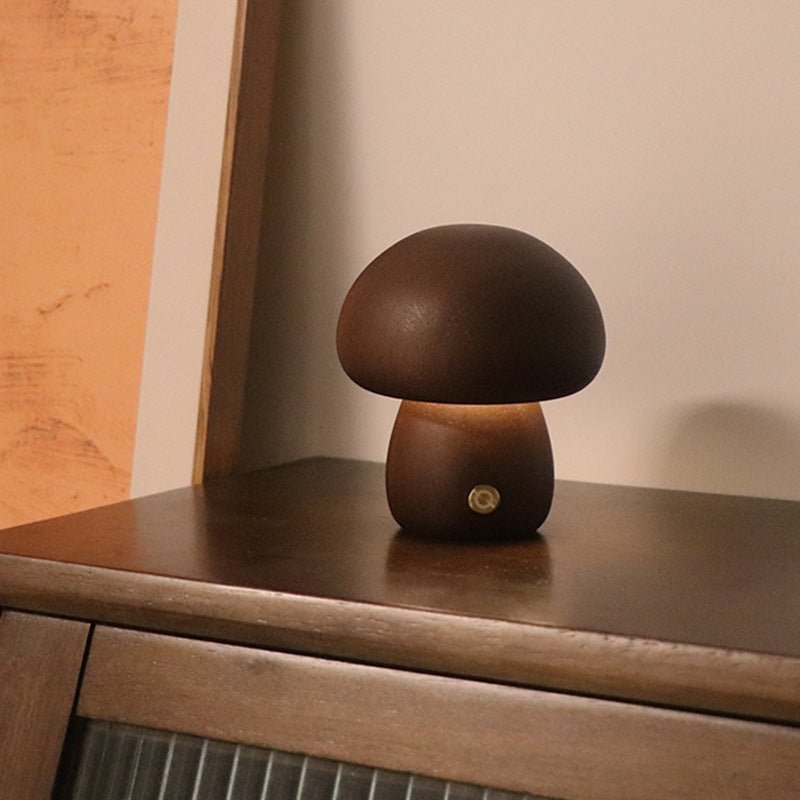 INS Wooden Cute Mushroom LED Night Lamp - Urban Mart