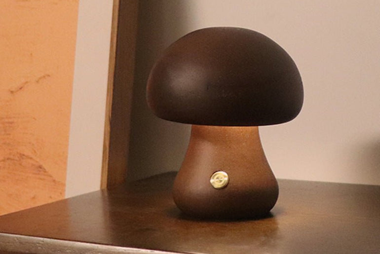 INS Wooden Cute Mushroom LED Night Lamp - Urban Mart