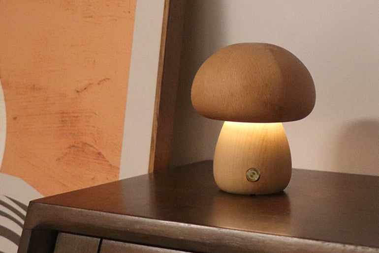 INS Wooden Cute Mushroom LED Night Lamp - Urban Mart