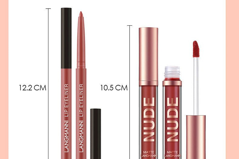 Lip Liner And Lipstick Makeup 12 Pcs Set 6 Matte Lipstick 6 Lip Liner Pens - Urban Mart