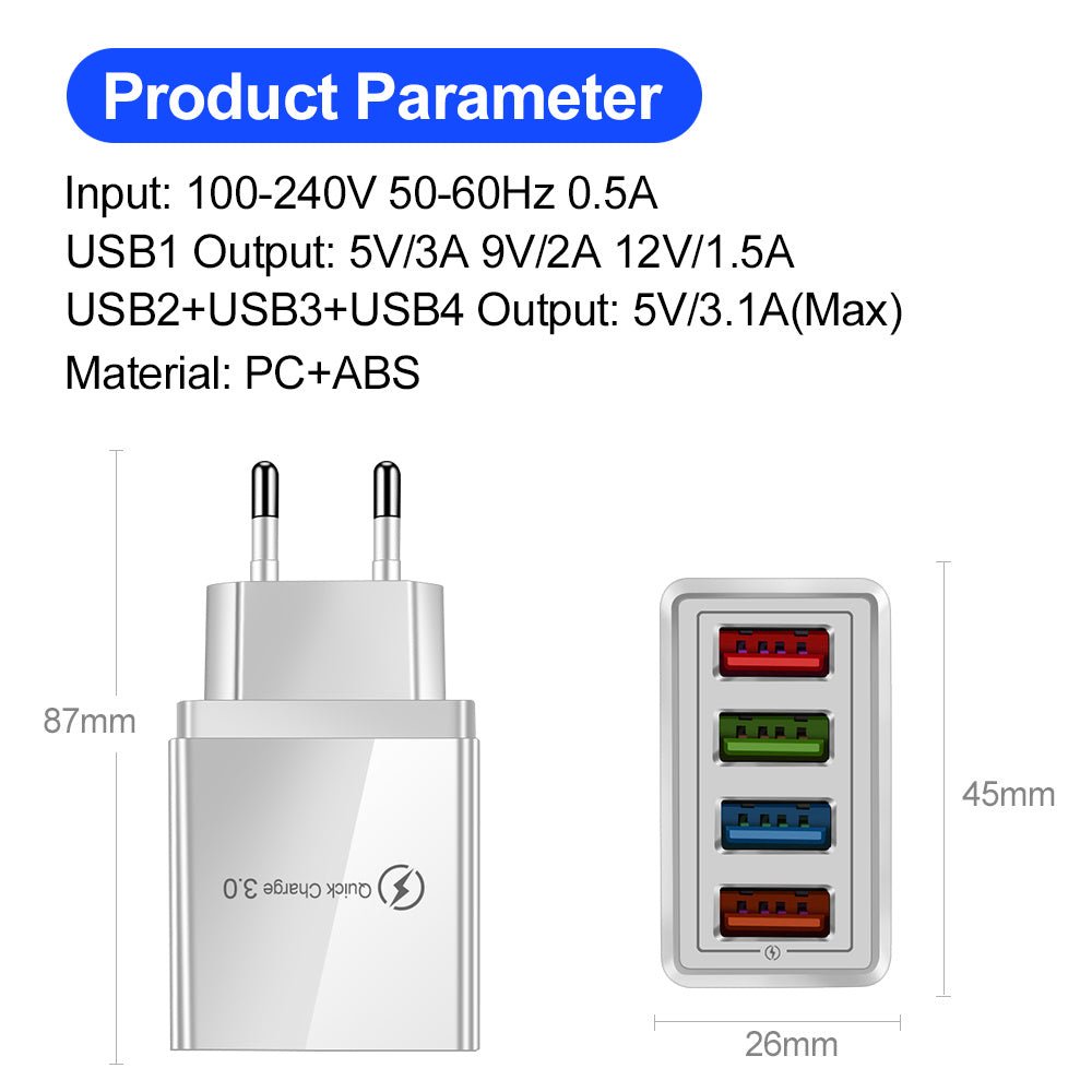 Quick Charge 3.0 4 Phone Adapter - Urban Mart