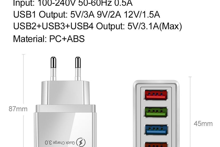 Quick Charge 3.0 4 Phone Adapter - Urban Mart