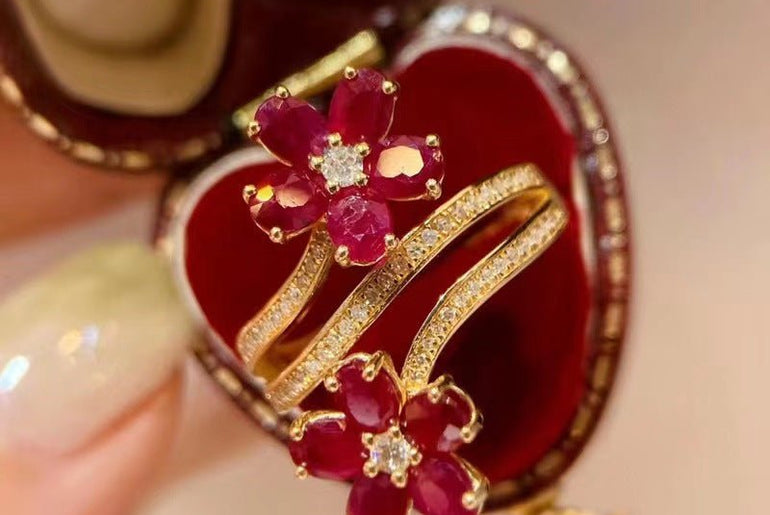 Retro Exquisite High - grade Flower Ruby Ring For Women - Urban Mart