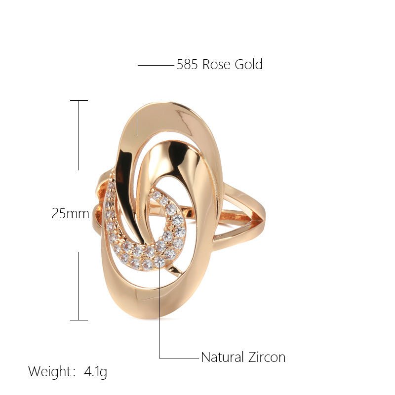 Special - interest Design Geometric Natural Zircon 585 Ring For Women - Urban Mart